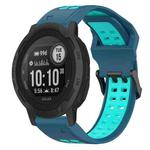 For Garmin  Instinct 2 Solar 22mm Two-Color Reverse Buckle Silicone Watch Band(Blue+Teal)