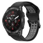 For Garmin Epix Pro 47mm 22mm Two-Color Reverse Buckle Silicone Watch Band(Black+Grey)