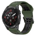 For Garmin Epix Pro 47mm 22mm Two-Color Reverse Buckle Silicone Watch Band(Army Green+Black)