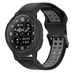 For Garmin Instinct Crossover 22mm Two-Color Reverse Buckle Silicone Watch Band(Black+Grey)