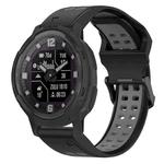 For Garmin Instinct Crossover Solar 22mm Two-Color Reverse Buckle Silicone Watch Band(Black+Grey)