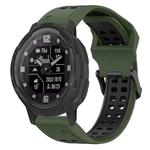 For Garmin Instinct Crossover Solar 22mm Two-Color Reverse Buckle Silicone Watch Band(Army Green+Black)