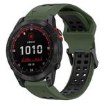 For Garmin Fenix 7 Solar 22mm Two-Color Reverse Buckle Silicone Watch Band(Army Green+Black)