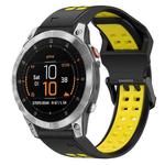 For Garmin Epix Gen 2 22mm Two-Color Reverse Buckle Silicone Watch Band(Black+Yellow)