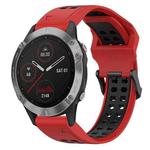 For Garmin Fenix 6 22mm Two-Color Reverse Buckle Silicone Watch Band(Red+Black)