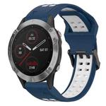 For Garmin Fenix 6 22mm Two-Color Reverse Buckle Silicone Watch Band(Blue+White)