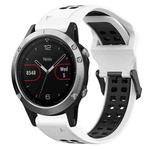 For Garmin Fenix 5 22mm Two-Color Reverse Buckle Silicone Watch Band(White+Black)