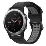 For Garmin Fenix 5 22mm Two-Color Reverse Buckle Silicone Watch Band(Black+Grey)