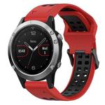 For Garmin Fenix 5 22mm Two-Color Reverse Buckle Silicone Watch Band(Red+Black)