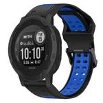 For Garmin Instinct 2 22mm Two-Color Reverse Buckle Silicone Watch Band(Black+Blue)
