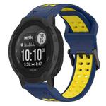 For Garmin Instinct 2 22mm Two-Color Reverse Buckle Silicone Watch Band(Blue+Yellow)