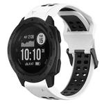 For Garmin Instinct 22mm Two-Color Reverse Buckle Silicone Watch Band(White+Black)