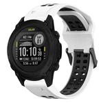 For Garmin Descent G1 22mm Two-Color Reverse Buckle Silicone Watch Band(White+Black)