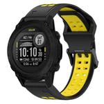 For Garmin Descent G1 22mm Two-Color Reverse Buckle Silicone Watch Band(Black+Yellow)