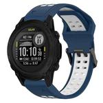 For Garmin Descent G1 22mm Two-Color Reverse Buckle Silicone Watch Band(Blue+White)