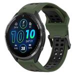 For Garmin Forerunner 965 22mm Two-Color Reverse Buckle Silicone Watch Band(Army Green+Black)