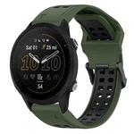 For Garmin Forerunner 955 22mm Two-Color Reverse Buckle Silicone Watch Band(Army Green+Black)