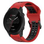 For Garmin Forerunner 945 22mm Two-Color Reverse Buckle Silicone Watch Band(Red+Black)