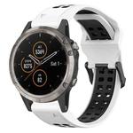 For Garmin Fenix 5 Plus 22mm Two-Color Reverse Buckle Silicone Watch Band(White+Black)