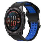 For Garmin Fenix 8 AMOLED 47mm Two Color Reverse Buckle 22mm Silicone Watch Band(Black+Blue)