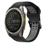 For Garmin Fenix 8 MIP 47mm Two Color Reverse Buckle 22mm Silicone Watch Band(Black+Grey)