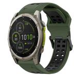 For Garmin Fenix 8 MIP 47mm Two Color Reverse Buckle 22mm Silicone Watch Band(Army Green+Black)