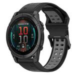 For Garmin Fenix E 47mm Two Color Reverse Buckle 22mm Silicone Watch Band(Black+Grey)