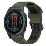 For Garmin Fenix E 47mm Two Color Reverse Buckle 22mm Silicone Watch Band(Army Green+Black)