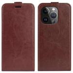 For iPhone 15 Pro R64 Texture Single Vertical Flip Leather Phone Case(Brown)