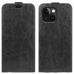 For iPhone 15 Plus R64 Texture Single Vertical Flip Leather Phone Case(Black)