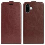 For iPhone 16 R64 Texture Single Vertical Flip Leather Phone Case(Brown)