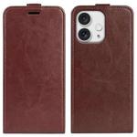 For iPhone 16 Pro R64 Texture Single Vertical Flip Leather Phone Case(Brown)