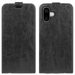 For iPhone 16 Plus R64 Texture Single Vertical Flip Leather Phone Case(Black)