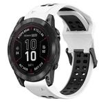 For Garmin Fenix 7X Pro 51mm 26mm Two-Color Reverse Buckle Silicone Watch Band(White+Black)