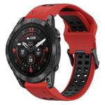 For Garmin Epix Pro 51mm 26mm Two-Color Reverse Buckle Silicone Watch Band(Red+Black)