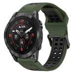 For Garmin Epix Pro 51mm 26mm Two-Color Reverse Buckle Silicone Watch Band(Army Green+Black)
