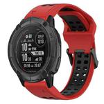 For Garmin Instinct 2X Solar 26mm Two-Color Reverse Buckle Silicone Watch Band(Red+Black)
