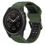 For Garmin Tactix 7 Pro 26mm Two-Color Reverse Buckle Silicone Watch Band(Army Green+Black)