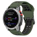 For Garmin Enduro 2 Two Color Reverse Buckle 26mm Silicone Watch Band(Army Green+Black)