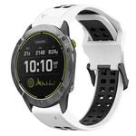 For Garmin Enduro 26mm Two-Color Reverse Buckle Silicone Watch Band(White+Black)
