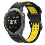 For Garmin Enduro 26mm Two-Color Reverse Buckle Silicone Watch Band(Black+Yellow)