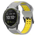 For Garmin Enduro 26mm Two-Color Reverse Buckle Silicone Watch Band(Grey+Yellow)