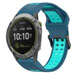 For Garmin Enduro 26mm Two-Color Reverse Buckle Silicone Watch Band(Blue+Teal)