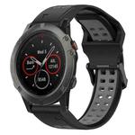 For Garmin Fenix 5X 26mm Two-Color Reverse Buckle Silicone Watch Band(Black+Grey)