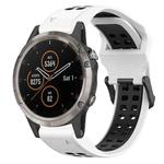 For Garmin Fenix 5X Plus 26mm Two-Color Reverse Buckle Silicone Watch Band(White+Black)