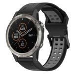 For Garmin Fenix 5X Plus 26mm Two-Color Reverse Buckle Silicone Watch Band(Black+Grey)