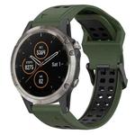 For Garmin Fenix 5X Plus 26mm Two-Color Reverse Buckle Silicone Watch Band(Army Green+Black)