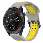 For Garmin Descent MK 2i 26mm Two-Color Reverse Buckle Silicone Watch Band(Grey+Yellow)