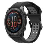 For Garmin Fenix 8 AMOLED 51mm Two Color Reverse Buckle 26mm Silicone Watch Band(Black+Grey)