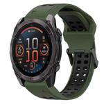 For Garmin Fenix 8 AMOLED 51mm Two Color Reverse Buckle 26mm Silicone Watch Band(Army Green+Black)